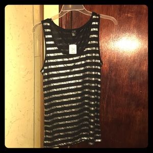 Black and Sliver Stripes Tank